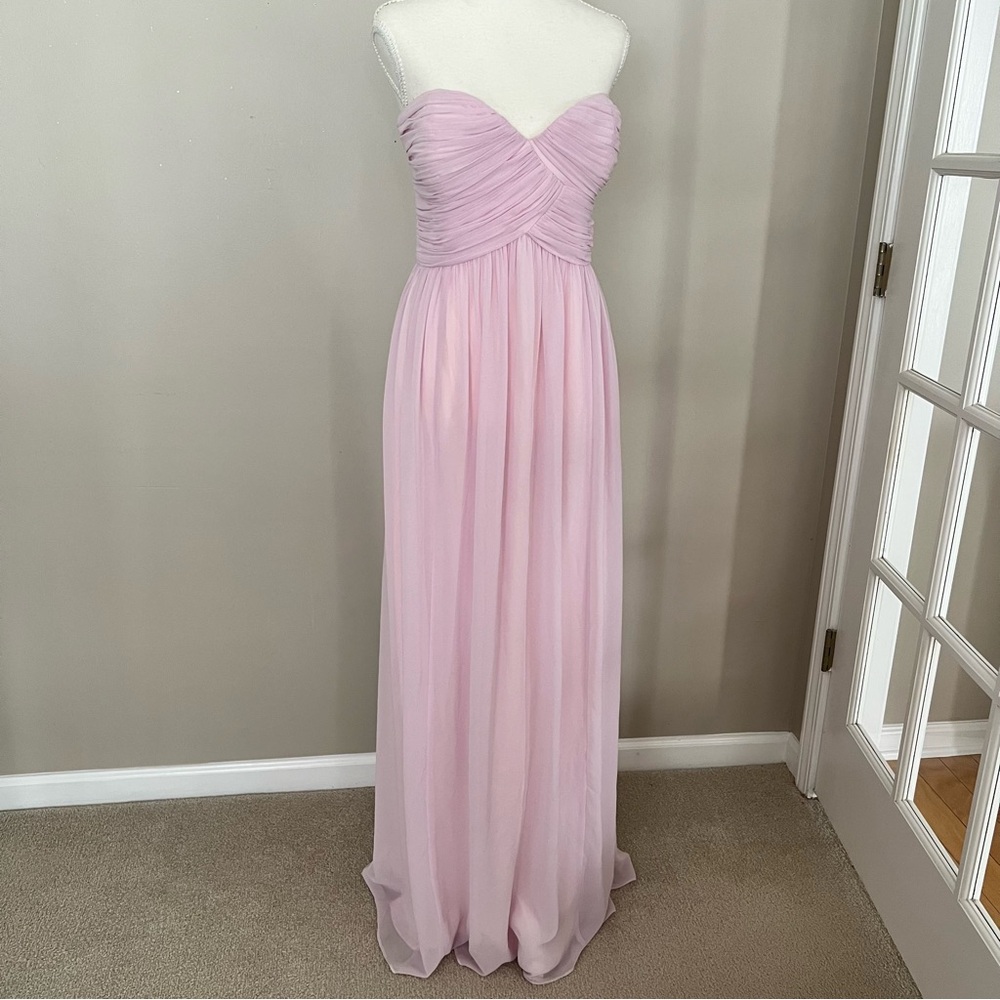 Anthropology Donna Morgan Light Pink Strapless Gown, Bridesmaids Dress